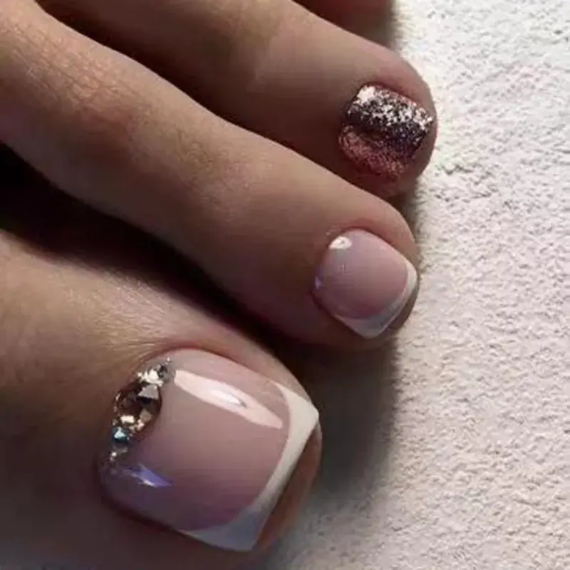 French Toe Nails Press On/24Pcs - Image 22