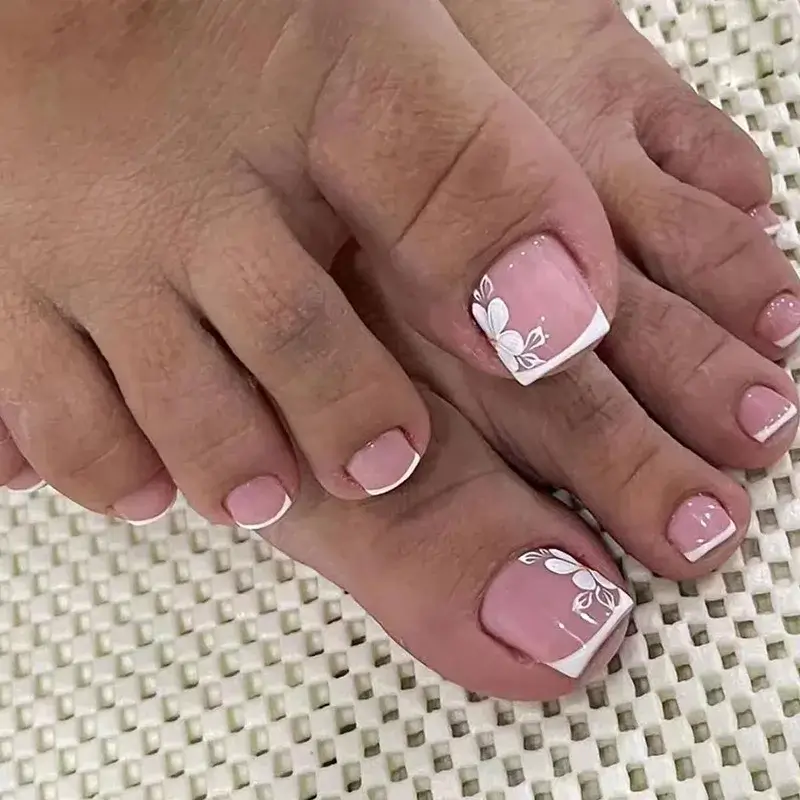 French Toe Nails Press On/24Pcs - Image 42