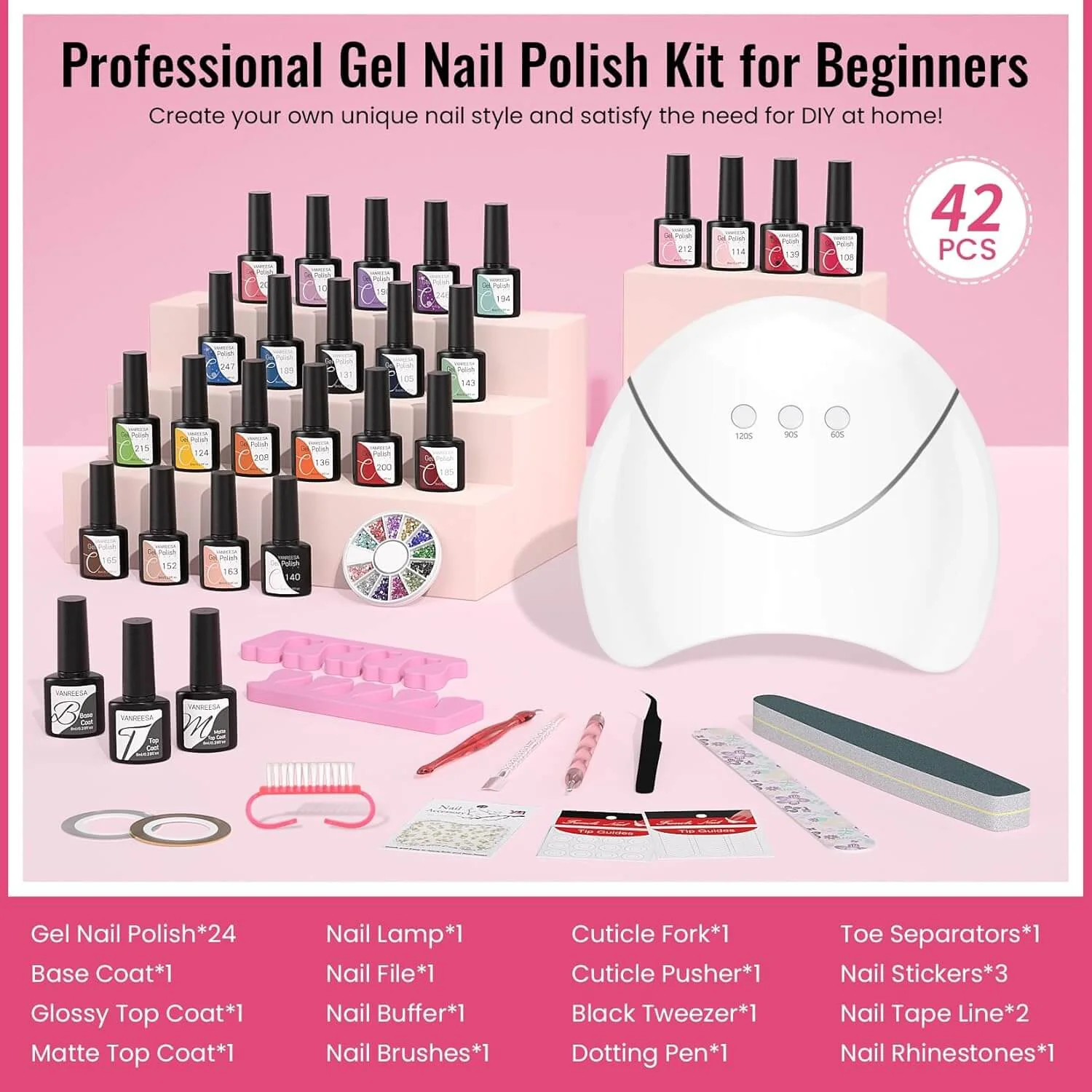 Gel Nail Polish Kit - 24 Colors - Image 4