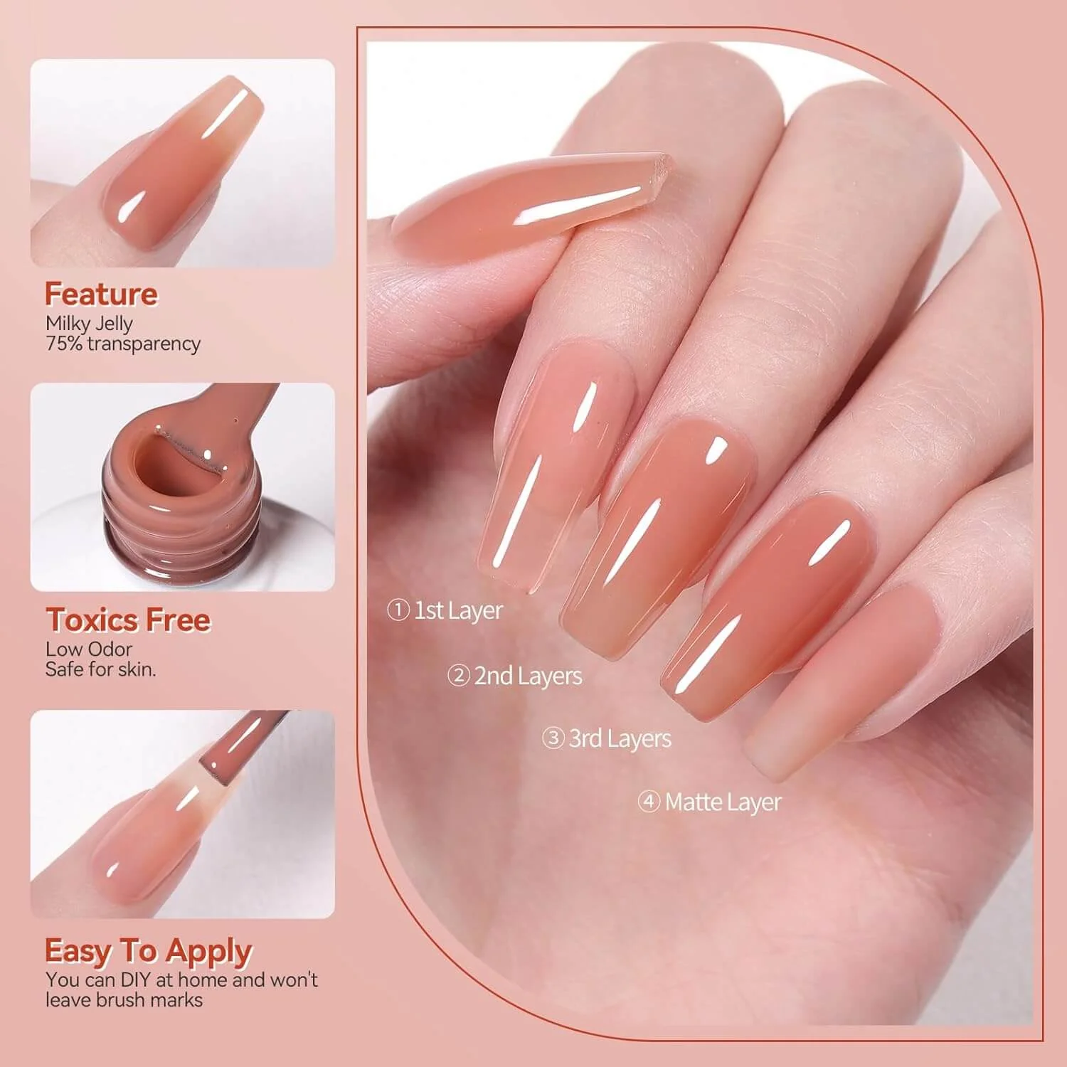 Jelly Gel Nail Polish - 6 Colors - Image 8