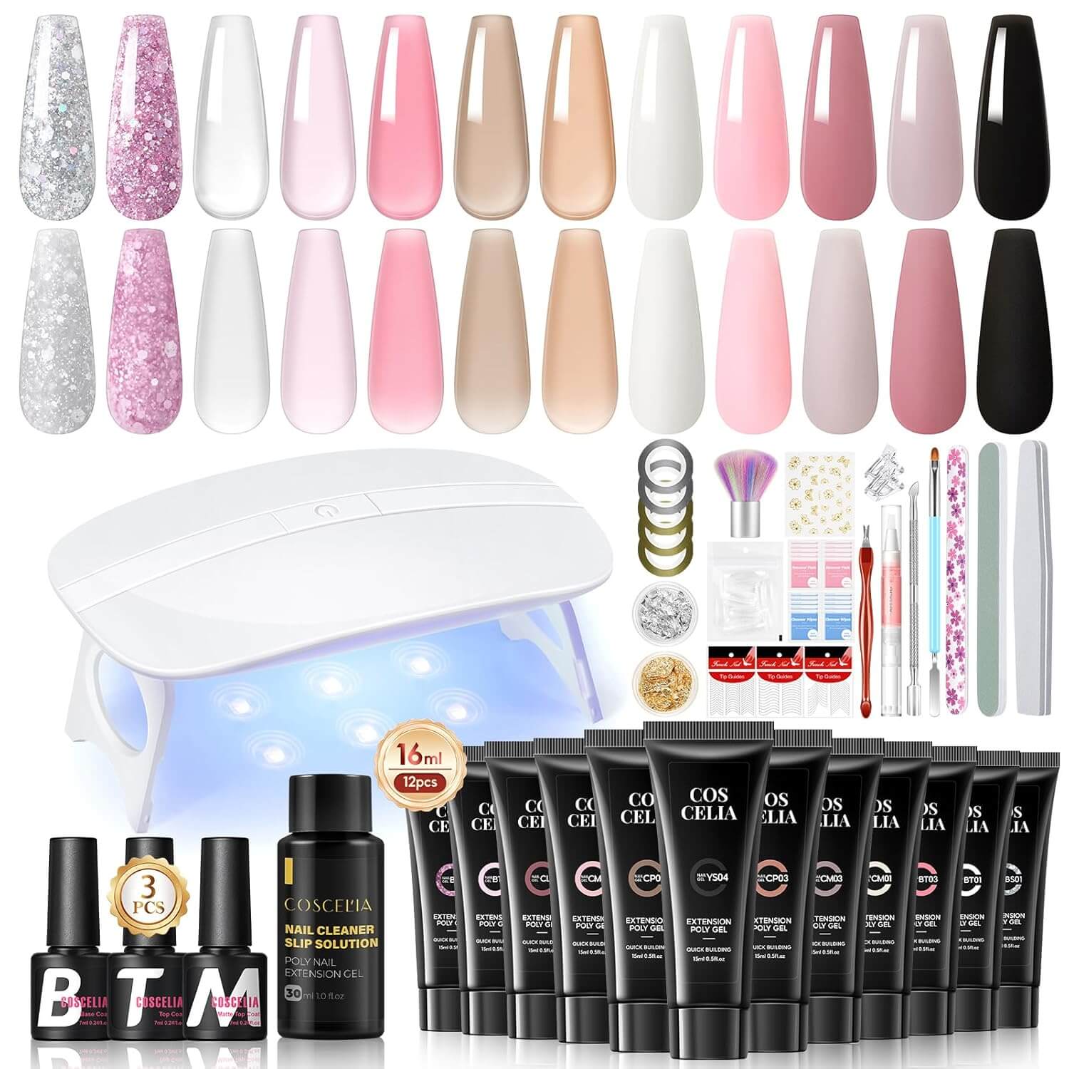 Poly Gel Nail Extension Kit - 12 Colors - Image 3
