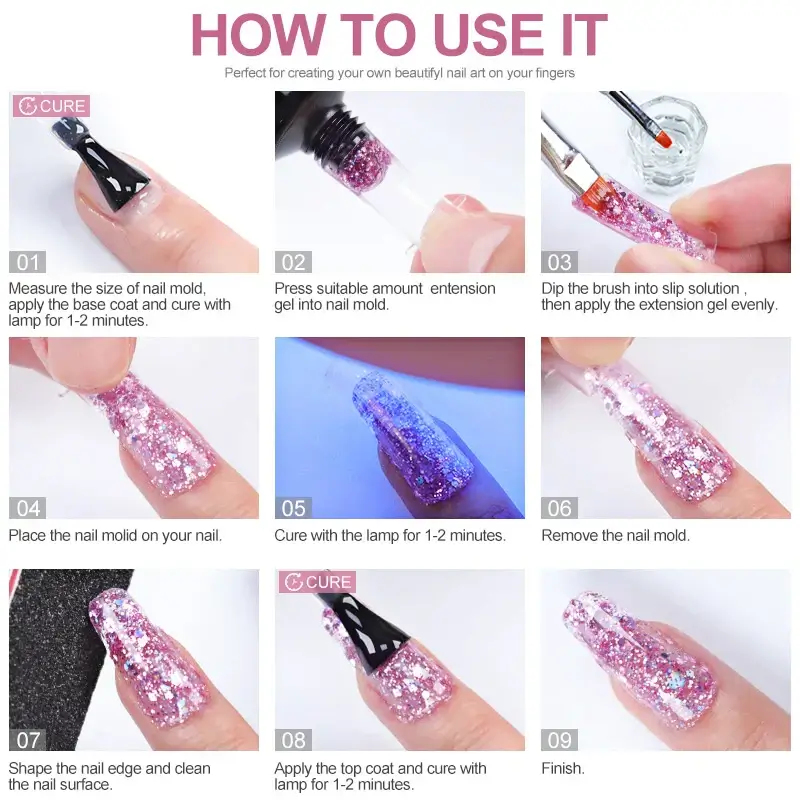 Glitter Nail Gel Extension Kit - 10 Colors - Image 5