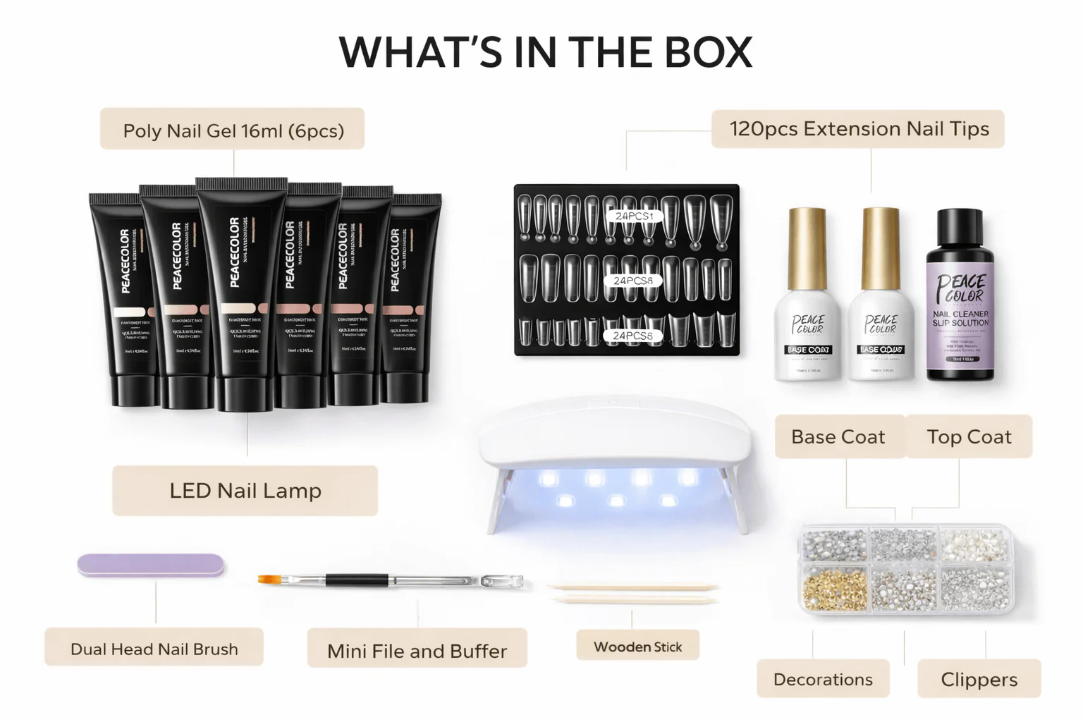 Poly Nail Gel Extension Kit - 6 Colours - Image 6