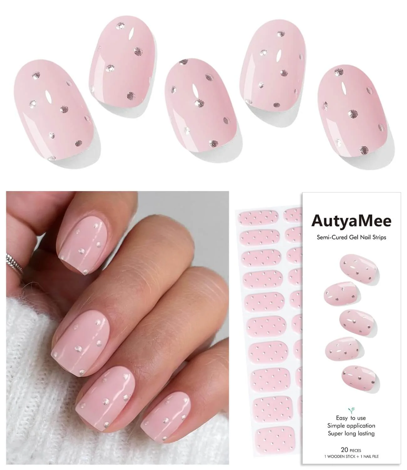 Semi Cured Gel Nail - French Bow - 20 PCS - Image 10