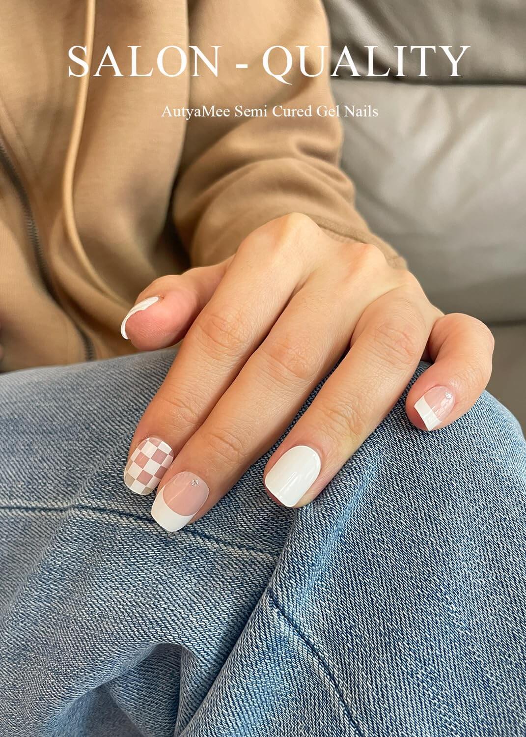 Semi Cured Gel Nail - French Bow - 20 PCS - Image 17