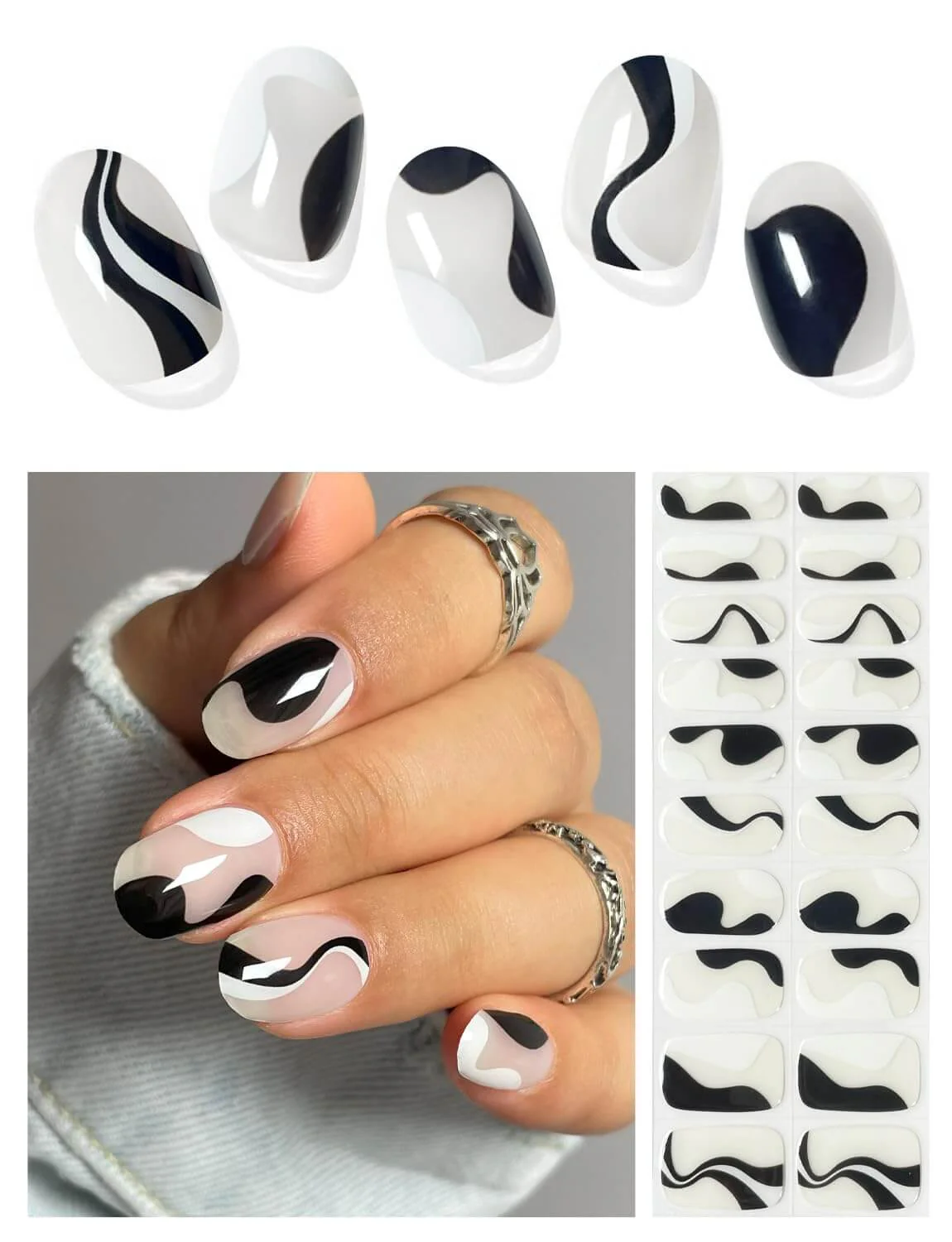 Semi Cured Gel Nail - French Bow - 20 PCS - Image 3