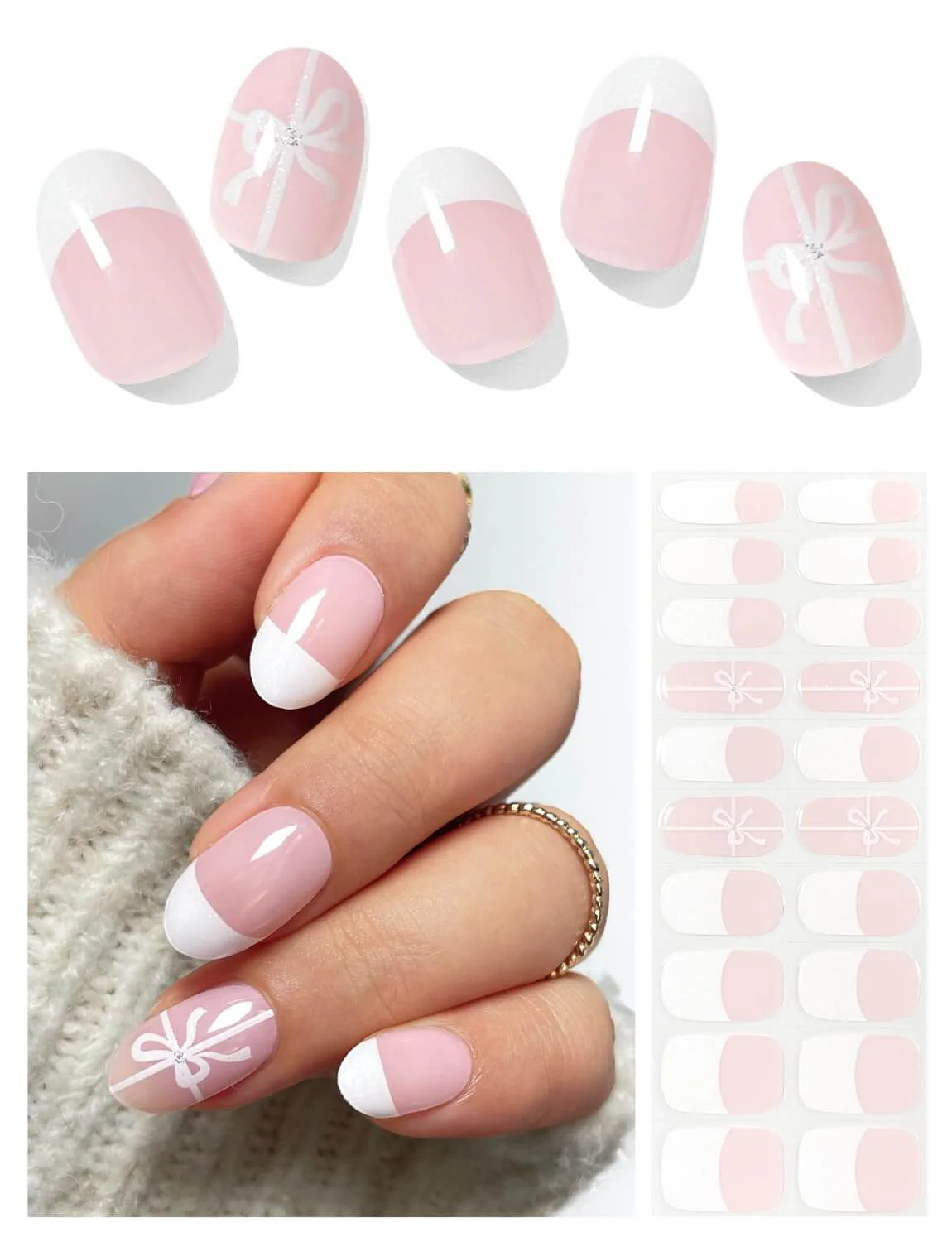 Semi Cured Gel Nail - French Bow - 20 PCS - Image 9
